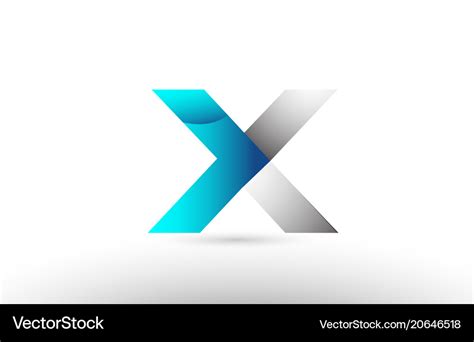 Grey blue alphabet letter x logo 3d design Vector Image