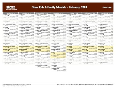 Starz Kids & Family - February, 2009 Schedule