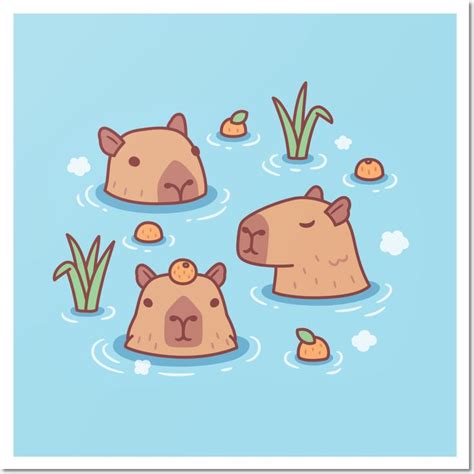 Cute Capybaras Chilling In Hot Spring With Oranges by rustydoodle | Capybara, Cute little ...