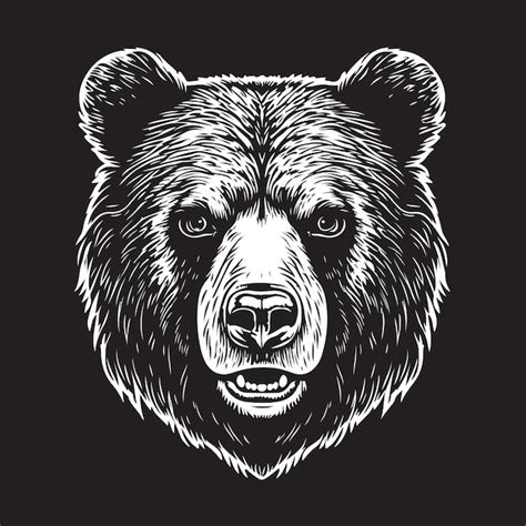 Premium Vector | Bear vintage logo concept black and white color hand drawn illustration