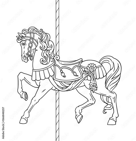 Carousel Horse, Merry go round horse, French carousel. Vector ...