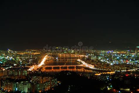 Night View of the Han River. Seoul Stock Image - Image of aerial, light: 27825543