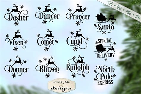 Reindeer Names - Christmas Bundle - North Pole Santa - SVG