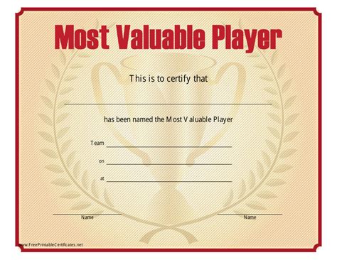 Most Valuable Player Certificate Template Download Printable PDF | Templateroller