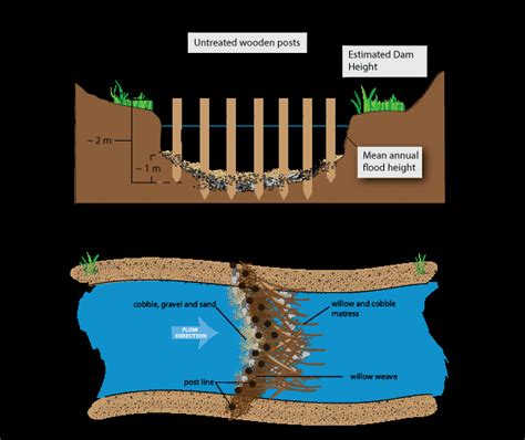 Cross sectional and planform view of a generic beaver dam analog ...