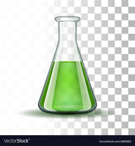 Chemical laboratory transparent flask with green Vector Image