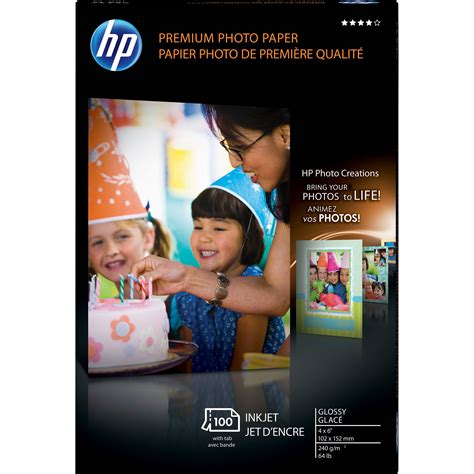 HP Premium Glossy Photo Paper - 4x6" - 100 Sheets Q1990A B&H