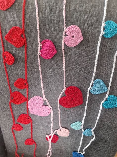 Heart Garland , Valentines Day Decor , Crochet Garland, Crochet Heart ...