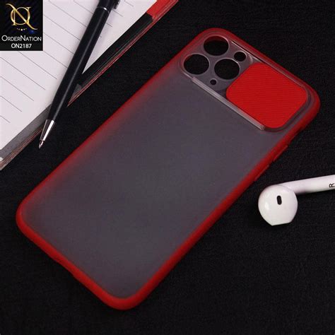 iPhone 11 Pro Max Cover - Red - Translucent Matte Shockproof Camera Sl ...