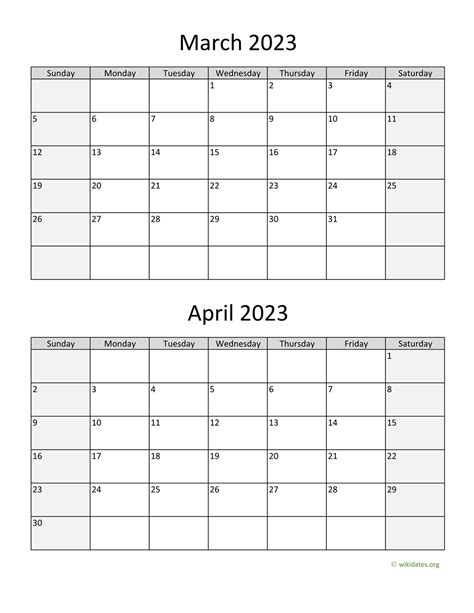 March April 2023 Calendar - Get Latest Map Update