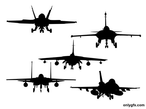 5 Fighter Plane Front View Silhouette (PNG Transparent) | OnlyGFX.com