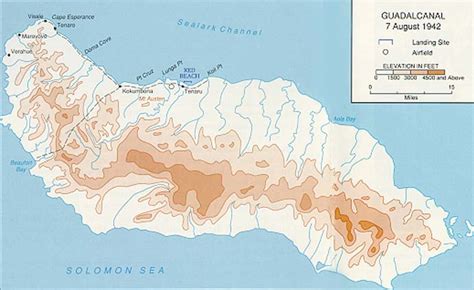 1Up Travel - Historical Maps of World War II .Guadalcanal, 7 August 1942 From the Guadalcanal ...