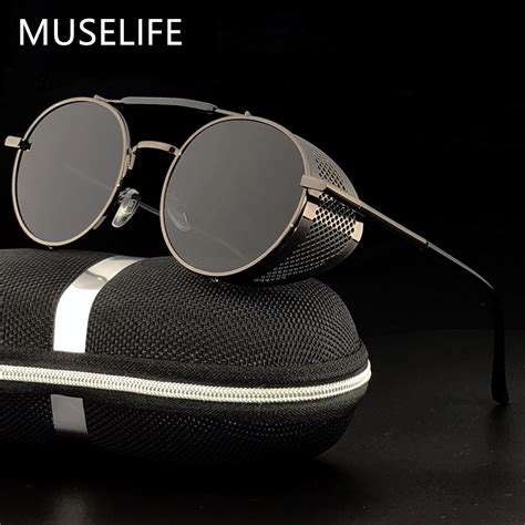 MUSELIFE Retro Round Metal Sunglasses Steampunk Men Women Brand Designer Glasses Oculos De Sol ...