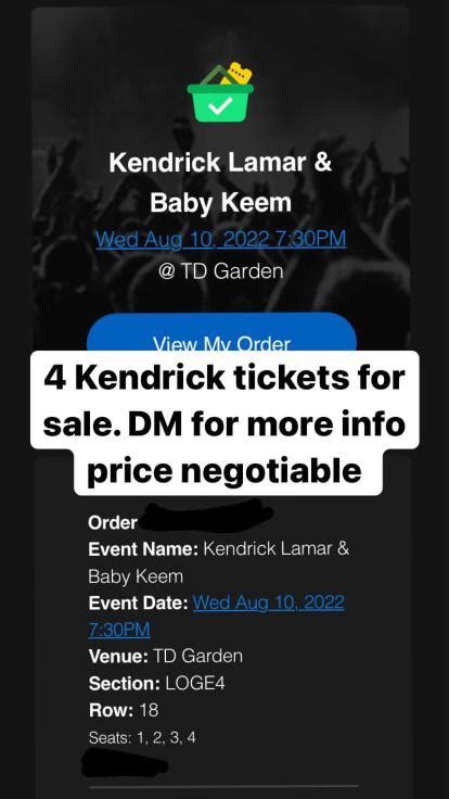 Selling tickets for Kendrick Lamar concert in boston at TD Garden for ...