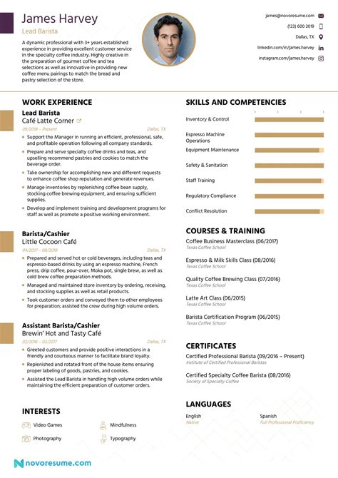 Barista Resume Sample Resume Template And Tips, 55% OFF