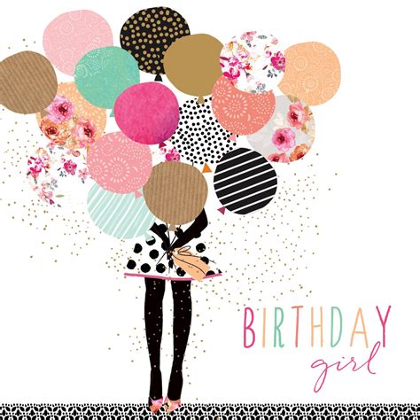 HAPPY BIRTHDAY BALLOON GIRL Card - The Lemon Tree Shop