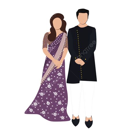 Indian Wedding Couple Outfits Saree For Bride And Groom Clipart ...