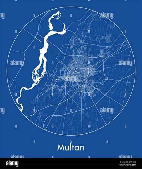 City Map Multan Pakistan Asia blue print round Circle vector illustration Stock Vector Image ...