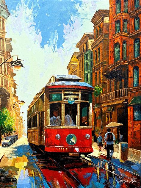 City And Street Train Painting | Acrylic On Canvas | By Sanchita ...