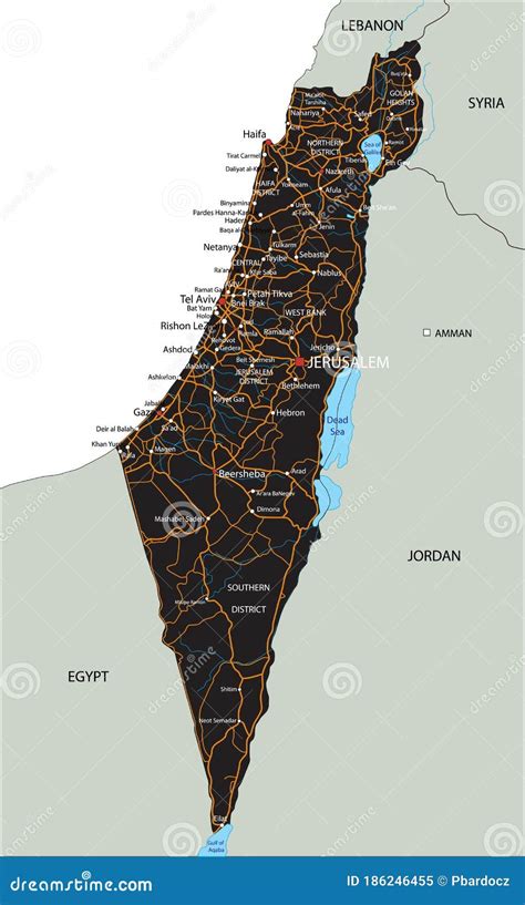 High Detailed Israel Road Map with Labeling. Stock Vector ...