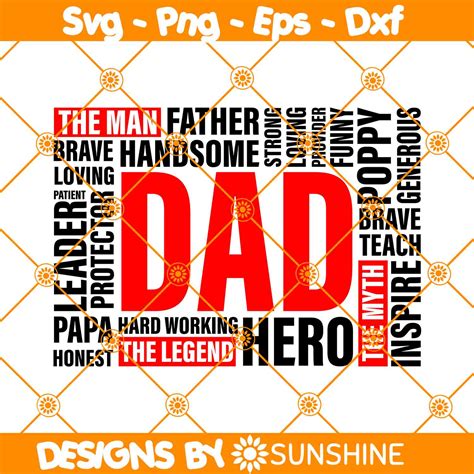 Dad Word Art SVG, Fathers Day SVG, Dad Svg, Dad The Man The - Inspire Uplift