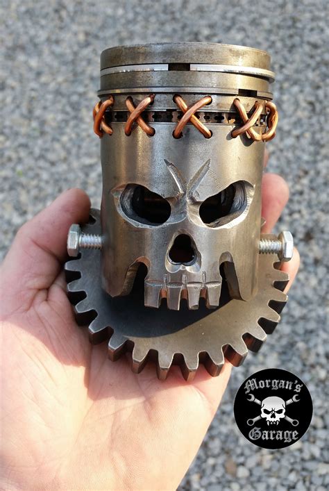 Skull Piston i call "Frankie" handmade at Morgan's Garage | Welding art ...