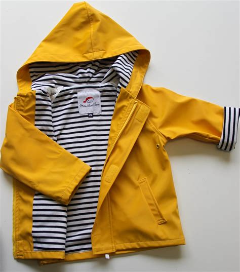 Cute Baby Rain Jacket Infant Raincoat Toddler Rain Wear Yellow fisherman style waterproof size ...