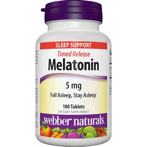 Webber Naturals Melatonin Timed Release 5 mg, 100 Ct - Walmart.com - Walmart.com