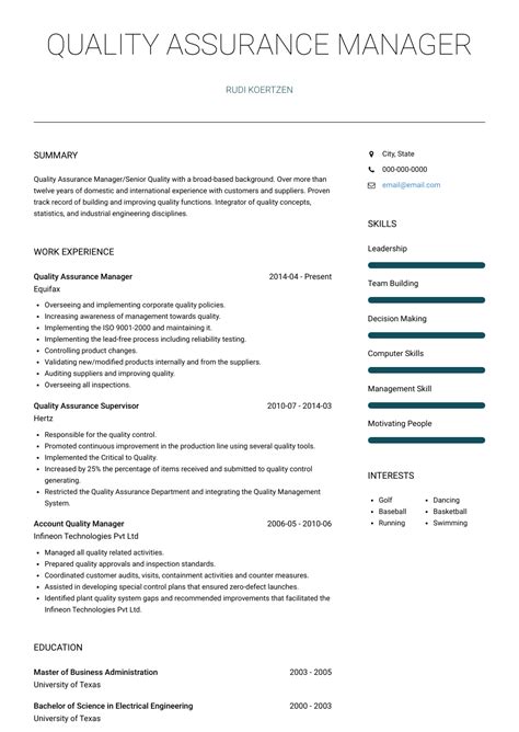 Software Quality Assurance Sample Resume - Good Resume Examples