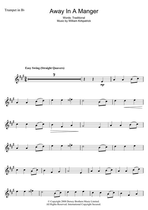 Away In A Manger by Traditional Carol Sheet Music for Trumpet Solo at Sheet Music Direct