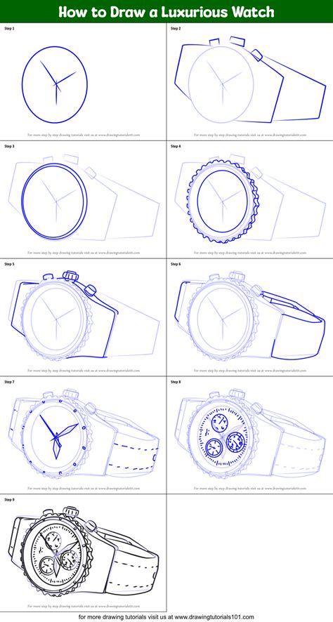 How to Draw a Luxurious Watch printable step by step drawing sheet ...