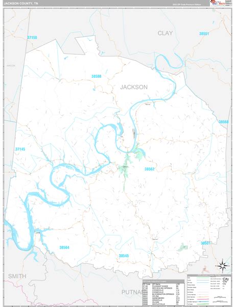 Jackson County, TN Wall Map Premium Style by MarketMAPS - MapSales