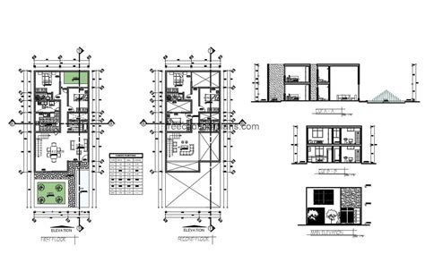 Two Storey House With 5 Bedrooms Autocad Plan, 1002201 - Free Cad Floor Plans