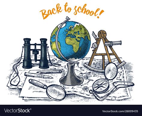 Back to school poster geography banner for web Vector Image