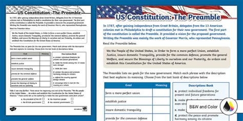 Preamble Activity | 6th-8th Grade Resource | Twinkl USA