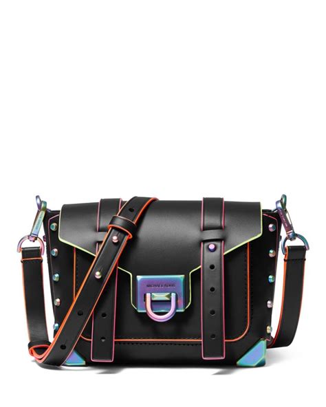 MICHAEL Michael Kors Manhattan Small Iridescent Messenger Bag in Black | Lyst