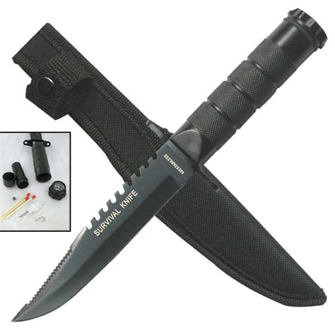 8.5" Black Emergency Survival Knife with Kit and Sheath-HK-6