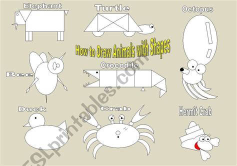 How to draw animals using shapes - ESL worksheet by Ibod47