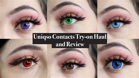 Trying on all of my colored contact lenses / Uniqso review and try-on Haul - YouTube