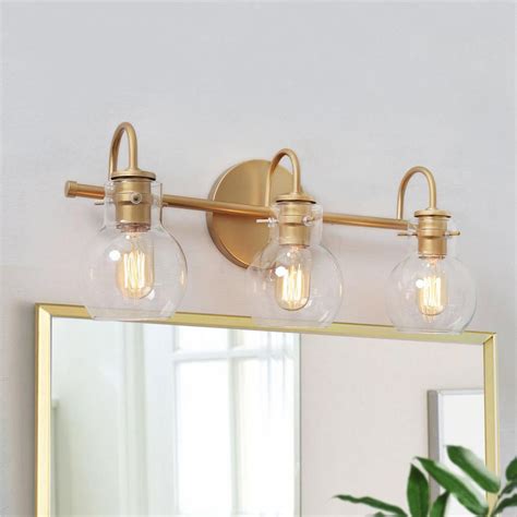 Uolfin Ismo 3-Light Gold Modern Bathroom Vanity Wall Sconce with Clear ...