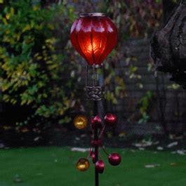 Solar Powered Cool Flame Balloon Wind Spinner Stake Light | Outdoor Garden Path Lighting ...