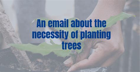 An email about the necessity of planting trees | Tree Plantation Email