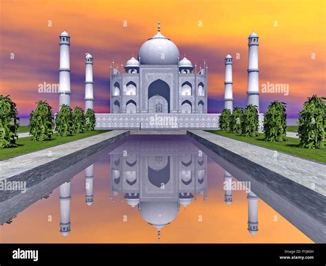 Taj Mahal mausoleum, Agra, India - 3D render Stock Photo - Alamy