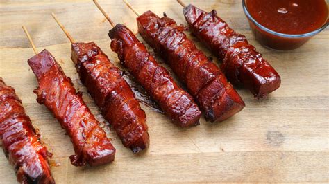 Bacon-Wrapped Candied Bologna Sticks - Armadillo Pepper