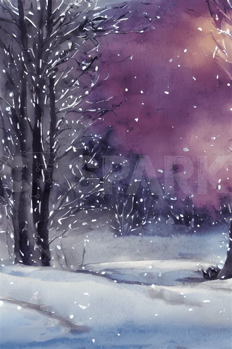 Watercolor Winter Landscape · Creative Fabrica