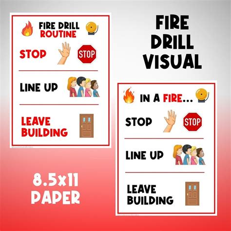 FIRE SAFETY Fire Drill Routine Classroom Signs Classroom Printables ...