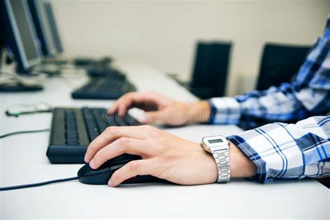 Young Man Typing on Keyboard. Stock Image - Image of high, financial: 34556927