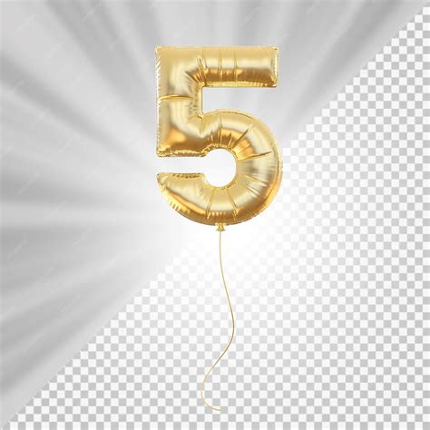 Premium PSD | 5 gold balloon number