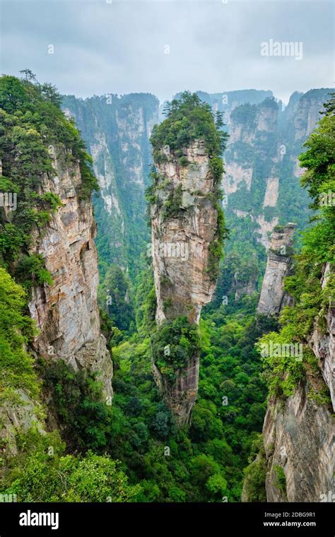 Famous tourist attraction of China - Avatar Hallelujah Mountain in Zhangjiajie stone pillars ...