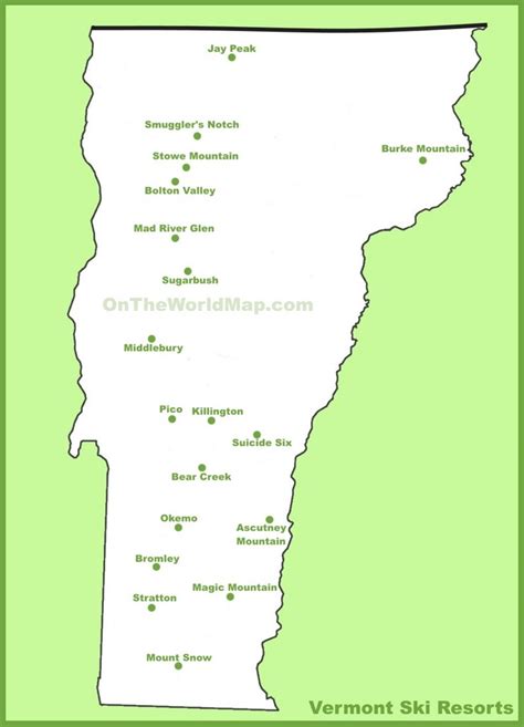 Map of Vermont ski resorts - Ontheworldmap.com